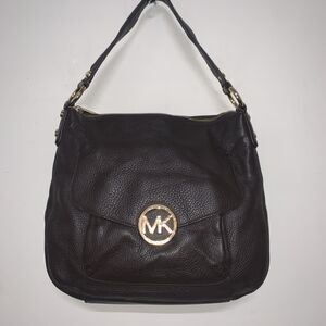 Michael Kors Chocolate Brown Pebbled Leather Shoulder Bag Medium Single Handle